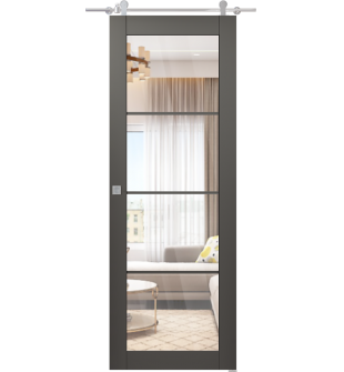 Avon 4 Lite Clear Vetro Gray Matte Barn doors