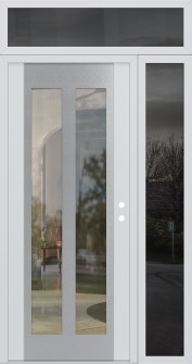 Diamond C14 48" x 96" white/white clear Glass Panel stainless steel LHI with Sidelite and Transom mirrored Glass