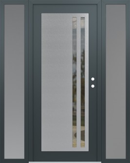 Diamond C6 64" x 80" anthracite/anthracite clear Glass Panel stainless steel LHI with 2 Sidelites frosted Glass