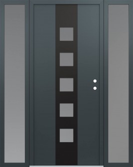 DIAMOND A13 68" X 80" ANTHRACITE/ANTHRACITE FROSTED GLASS PANEL BLACK LHI WITH 2 SIDELITES FROSTED GLASS