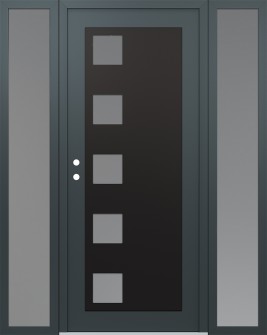 Diamond C5 68" x 80" anthracite/anthracite frosted Glass Panel black RHI with 2 Sidelites frosted Glass