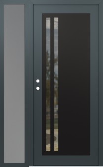 Diamond C6 48" x 80" anthracite/anthracite clear Glass Panel black RHI with Sidelite frosted Glass