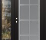 Modern Steel Front Door Diamond C16 50" x 80" black/white frosted Glass Panel stainless steel RHI with Sidelite clear Glass