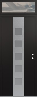 DIAMOND A13 36" X 96" BLACK/WHITE FROSTED GLASS PANEL STAINLESS STEEL LHI WITH TRANSOM CLEAR GLASS
