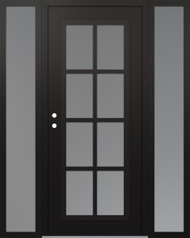 Diamond C16 64" x 80" black/white frosted Glass Panel black RHI with 2 Sidelites frosted Glass