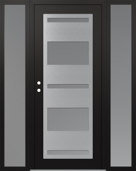 Diamond C10 60" x 80" black/white frosted Glass Panel stainless steel RHI with 2 Sidelites frosted Glass