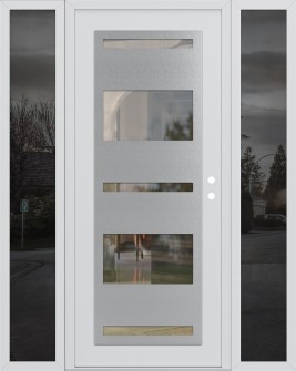 Diamond C10 64" x 80" white/white clear Glass Panel stainless steel LHI with 2 Sidelites mirrored Glass