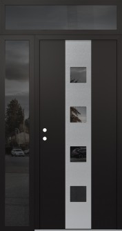 DIAMOND A12 48" X 96" BLACK/BLACK MIRRORED GLASS PANEL STAINLESS STEEL RHI WITH SIDELITE AND TRANSOM MIRRORED GLASS