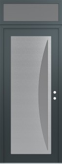Diamond C13 36" x 96" anthracite/anthracite frosted Glass Panel stainless steel LHI with Transom frosted Glass
