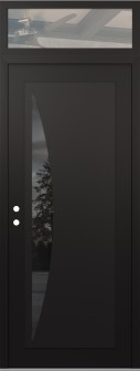 Diamond C13 36" x 96" black/black mirrored Glass Panel black RHI with Transom clear Glass