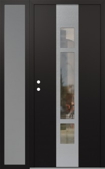 DIAMOND A9 50" X 80" BLACK/BLACK CLEAR GLASS PANEL STAINLESS STEEL RHI WITH SIDELITE FROSTED GLASS