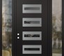 Modern Steel Front Door Diamond D4 68" x 96" black/black mirrored Glass Panel stainless steel RHI with 2 Sidelites and Transom clear Glass