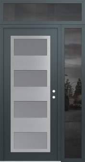 Diamond C2 50" x 96" anthracite/anthracite frosted Glass Panel stainless steel LHI with Sidelite and Transom mirrored Glass