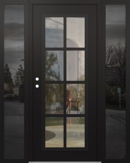 Diamond C16 68" x 80" black/black clear Glass Panel black RHI with 2 Sidelites mirrored Glass