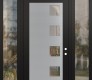 Modern Steel Front Door Diamond C5 68" x 96" black/black clear Glass Panel stainless steel LHI with 2 Sidelites and Transom clear Glass