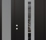 Modern Steel Front Door DIAMOND A3 52" X 96" BLACK/BLACK MIRRORED GLASS PANEL STAINLESS STEEL RHI WITH SIDELITE AND TRANSOM FROSTED GLASS