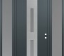 Modern Steel Front Door DIAMOND A6 60" X 96" ANTHRACITE/ANTHRACITE FROSTED GLASS PANEL STAINLESS STEEL LHI WITH 2 SIDELITES AND TRANSOM FROSTED GLASS