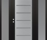 Modern Steel Front Door Diamond C11 64" x 80" black/white frosted Glass Panel stainless steel RHI with 2 Sidelites frosted Glass
