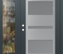 Modern Steel Front Door Diamond C10 50" x 80" anthracite/anthracite frosted Glass Panel stainless steel RHI with Sidelite clear Glass