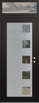 Diamond C5 36" x 96" black/black clear Glass Panel stainless steel LHI with Transom clear Glass