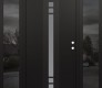 Modern Steel Front Door DIAMOND A4 60" X 80" BLACK/WHITE FROSTED GLASS PANEL BLACK LHI WITH 2 SIDELITES MIRRORED GLASS