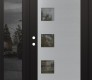 Modern Steel Front Door Diamond C5 52" x 80" black/black clear Glass Panel stainless steel RHI with Sidelite mirrored Glass