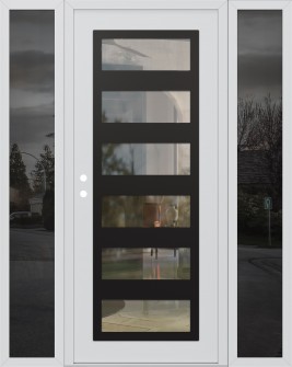 Diamond C9 68" x 80" white/white clear Glass Panel black RHI with 2 Sidelites mirrored Glass