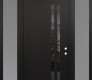 Modern Steel Front Door Diamond C6 60" x 96" black/black mirrored Glass Panel black LHI with 2 Sidelites and Transom frosted Glass