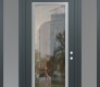 Modern Steel Front Door Diamond C1 68" x 96" anthracite/anthracite clear Glass Panel stainless steel LHI with 2 Sidelites and Transom frosted Glass