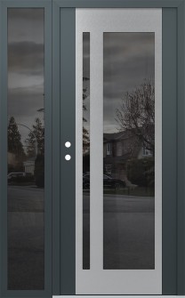 Diamond C15 52" x 80" anthracite/anthracite mirrored Glass Panel stainless steel RHI with Sidelite mirrored Glass