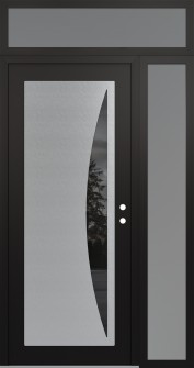 Diamond C13 52" x 96" black/black mirrored Glass Panel stainless steel LHI with Sidelite and Transom frosted Glass