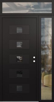 Diamond D8 48" x 96" black/black mirrored Glass Panel black LHI with Sidelite and Transom clear Glass