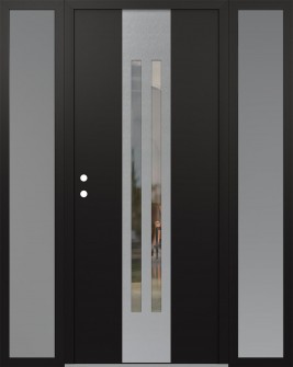 DIAMOND A8 68" X 80" BLACK/BLACK CLEAR GLASS PANEL STAINLESS STEEL RHI WITH 2 SIDELITES FROSTED GLASS