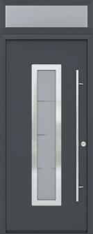 MODERN FRONT STEEL DOOR ARGOS ANTRACIT/WHITE 37 7/16" X 95 11/16" LHI + TRANSOM