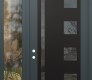 Modern Steel Front Door Diamond C3 52" x 96" anthracite/anthracite mirrored Glass Panel black RHI with Sidelite and Transom clear Glass