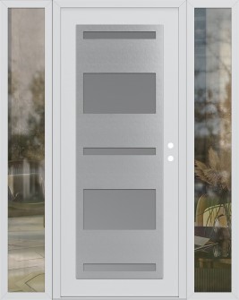 Diamond C10 60" x 80" white/white frosted Glass Panel stainless steel LHI with 2 Sidelites clear Glass
