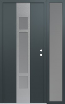 DIAMOND A9 52" X 80" ANTHRACITE/ANTHRACITE FROSTED GLASS PANEL STAINLESS STEEL LHI WITH SIDELITE FROSTED GLASS