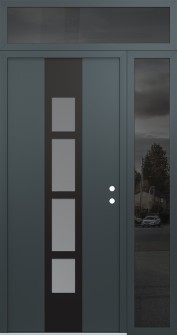 DIAMOND A10 52" X 96" ANTHRACITE/ANTHRACITE FROSTED GLASS PANEL BLACK LHI WITH SIDELITE AND TRANSOM MIRRORED GLASS