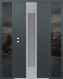 DIAMOND A1 64" X 80" ANTHRACITE/ANTHRACITE FROSTED GLASS PANEL STAINLESS STEEL RHI WITH 2 SIDELITES MIRRORED GLASS