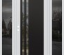 Modern Steel Front Door Diamond C6 60" x 80" white/white clear Glass Panel black RHI with 2 Sidelites mirrored Glass