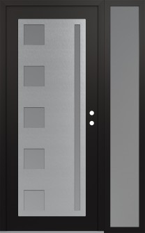 Diamond C3 48" x 80" black/white frosted Glass Panel stainless steel LHI with Sidelite frosted Glass