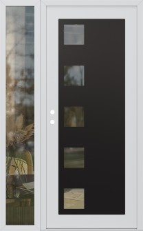 Diamond C5 48" x 80" white/white clear Glass Panel black RHI with Sidelite clear Glass