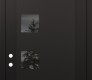 Modern Steel Front Door Diamond C5 36" x 96" black/black mirrored Glass Panel black RHI with Transom clear Glass