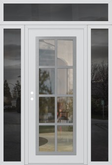 Diamond C16 64" x 96" white/white clear Glass Panel stainless steel RHI with 2 Sidelites and Transom mirrored Glass