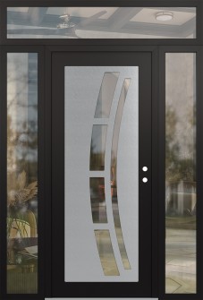 Diamond C12 60" x 96" black/black clear Glass Panel stainless steel LHI with 2 Sidelites and Transom clear Glass