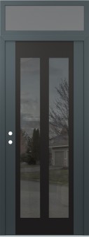 Diamond C14 36" x 96" anthracite/anthracite mirrored Glass Panel black RHI with Transom frosted Glass