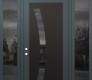 Modern Steel Front Door Diamond C4 68" x 96" anthracite/anthracite mirrored Glass Panel black RHI with 2 Sidelites and Transom mirrored Glass