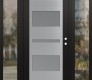 Modern Steel Front Door Diamond C10 64" x 80" black/white frosted Glass Panel stainless steel LHI with 2 Sidelites clear Glass