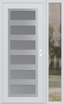 Diamond C9 50" x 80" white/white frosted Glass Panel stainless steel LHI with Sidelite clear Glass