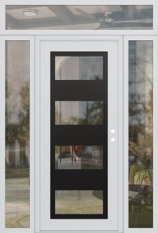 Diamond C2 60" x 96" white/white clear Glass Panel black LHI with 2 Sidelites and Transom clear Glass